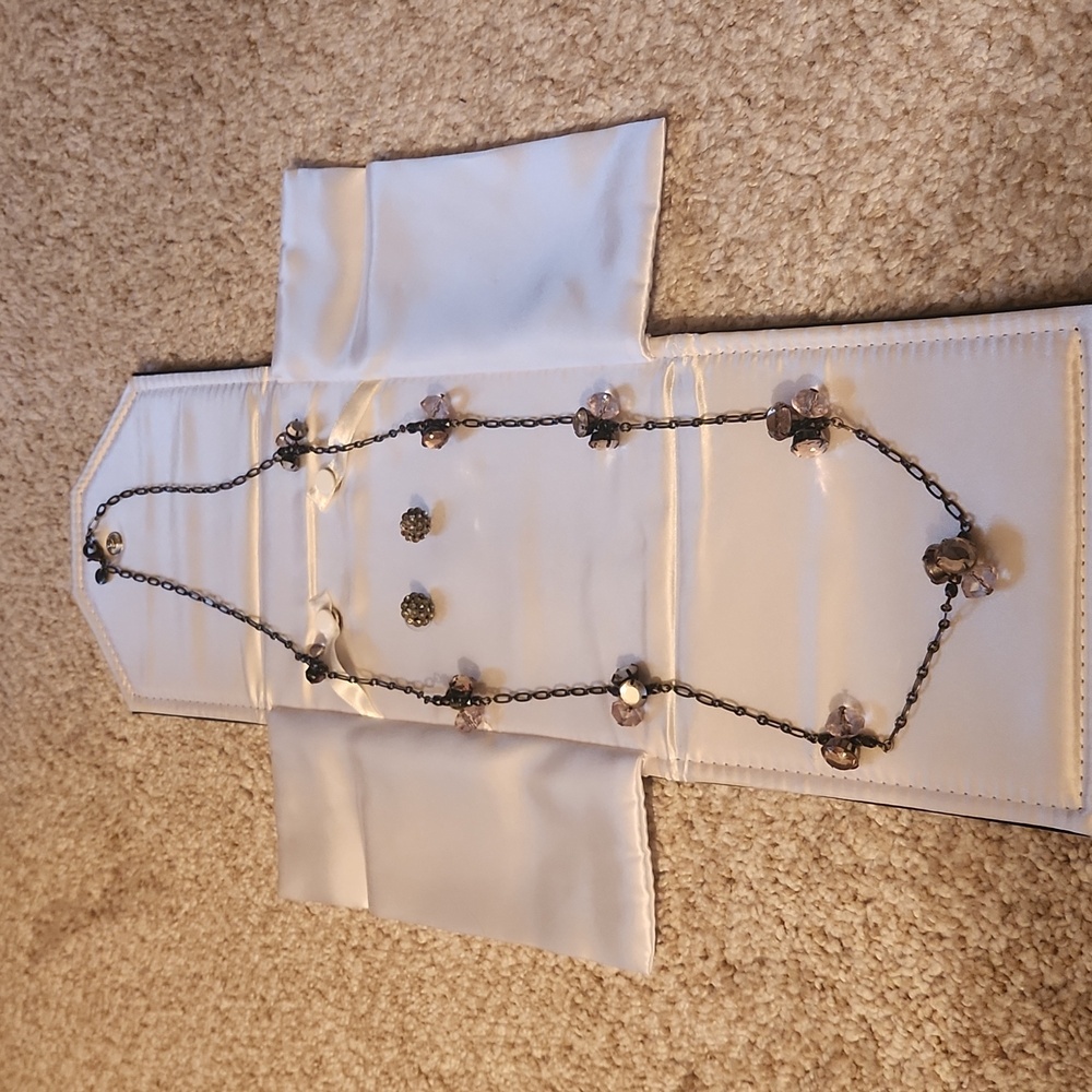 Loft chain necklace with cyrsstals and matching earrings. EUC